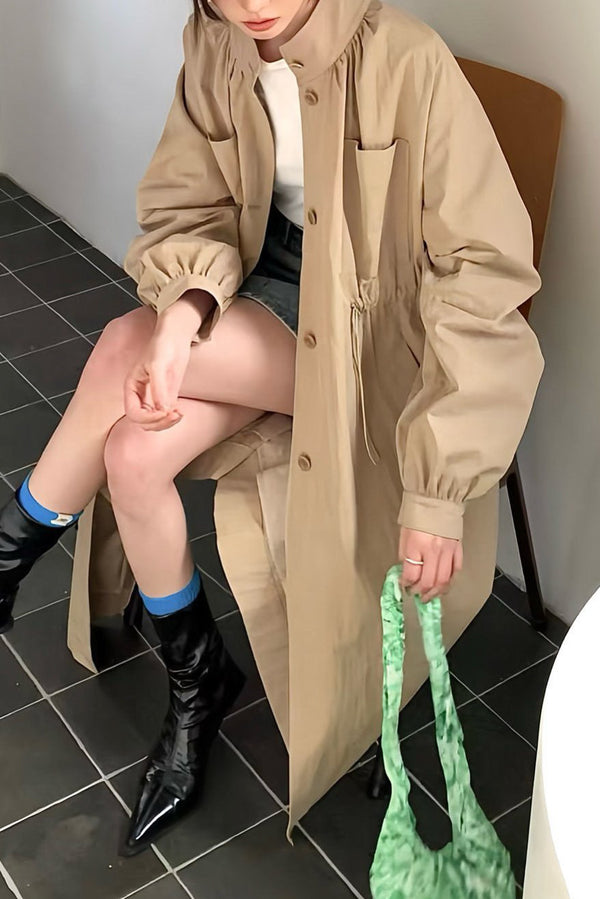 Two-Way Shirring Trench Dress Coat