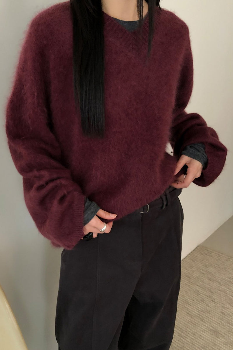 Premium Brushed V-neck Knit