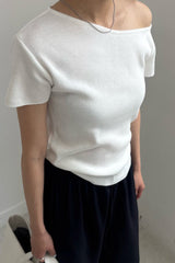 Asymmetric Off-Shoulder Knit Top