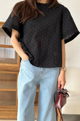 Eyelet Flutter Blouse