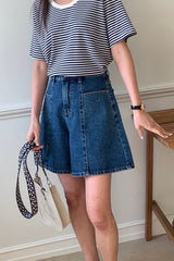 Seam Denim Shorts