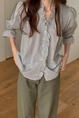 Check Ruffle Blouse