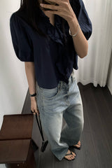 Pintuck Ruffle Blouse