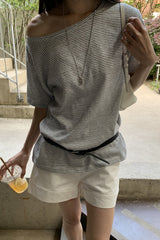 Stripe Off-Shoulder Tee
