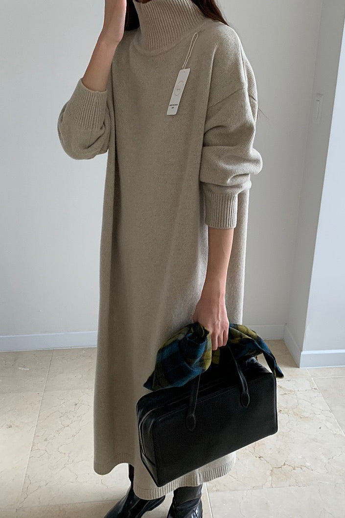 Wool Half Turtleneck Dress