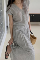 Summer Cardigan Pleat Set