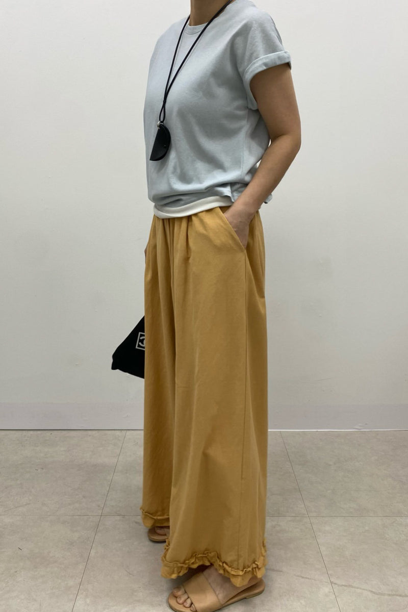 Linen Frill Wide Pants