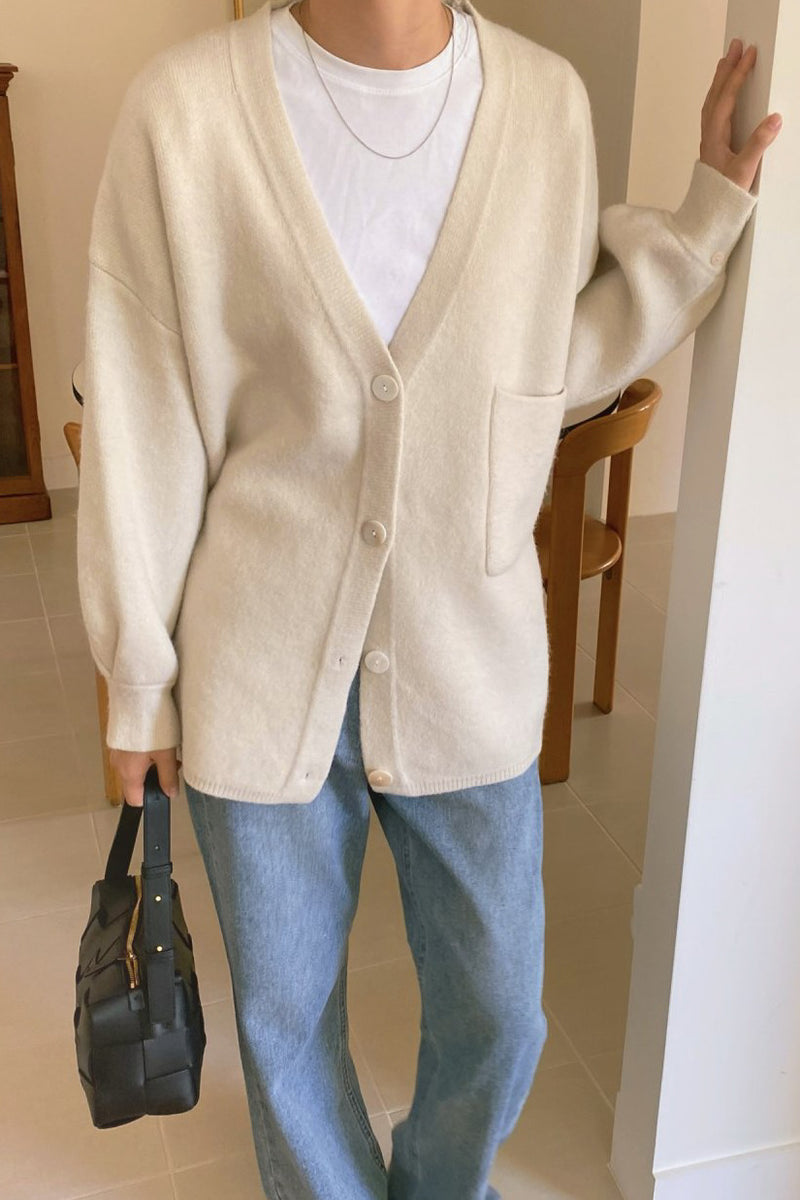 One Pocket Wool Cardigan