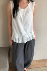 Ruffle Trim Embroidered Blouse