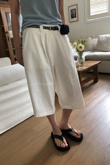 Wide Leg Cotton Half Pant