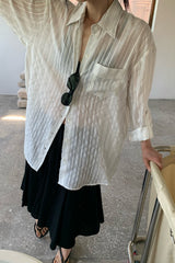 Linen Stripe Loose Shirt