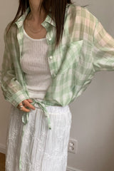 Sheer Gingham Blouse