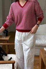 Stripe V-Neck Knit