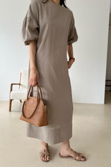 Puff Sleeve Linen Dress