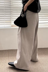 Corduroy Banding Pants in Beige Grey, women's wide leg corduroy pants