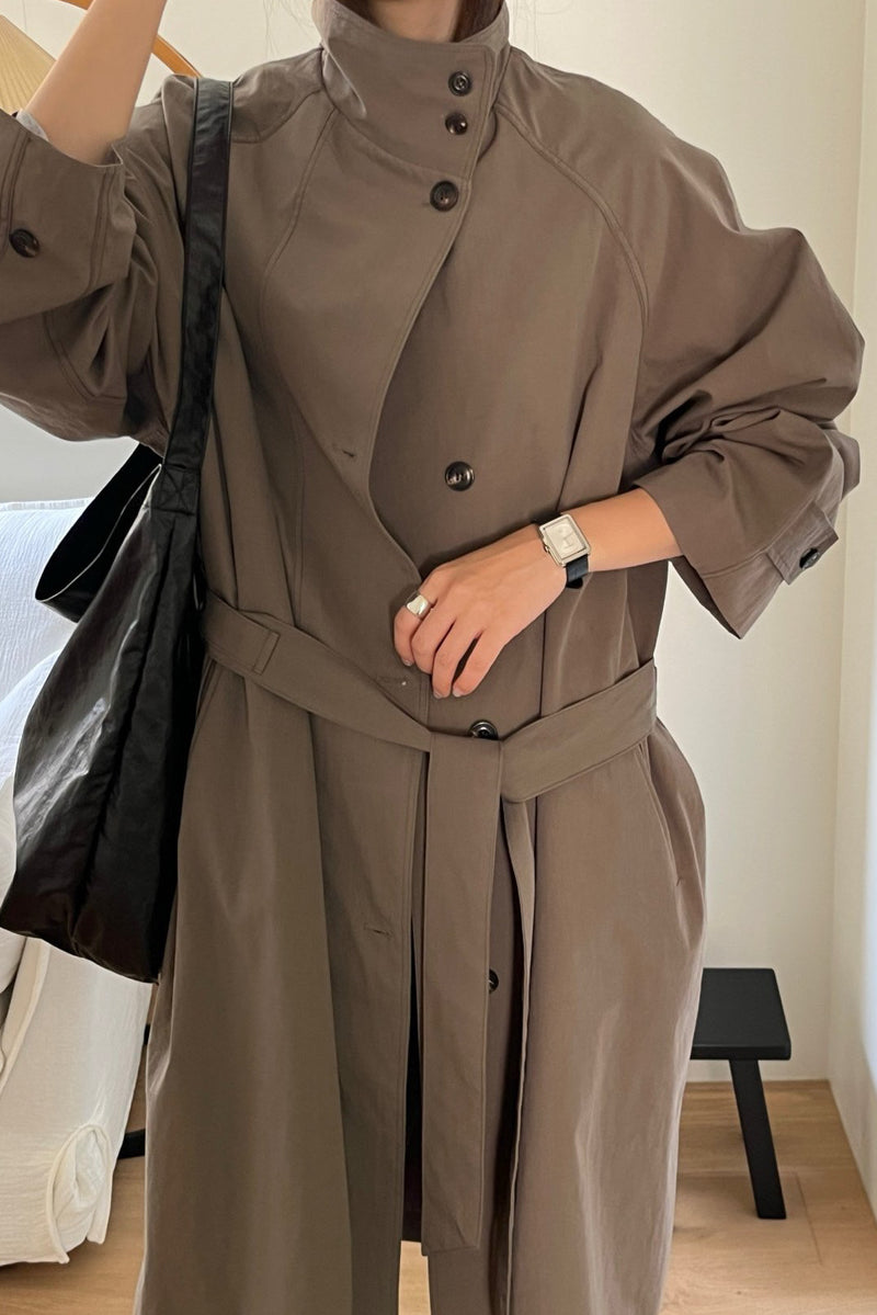 Modern High Collar Trench