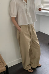 Curved-Seam Cotton Slacks