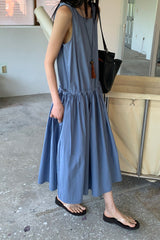 Drawstring Waist Gathered Dress