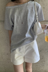 Stripe Off-Shoulder Tee