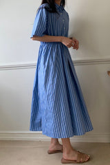 Breezy Stripe Pintuck Dress
