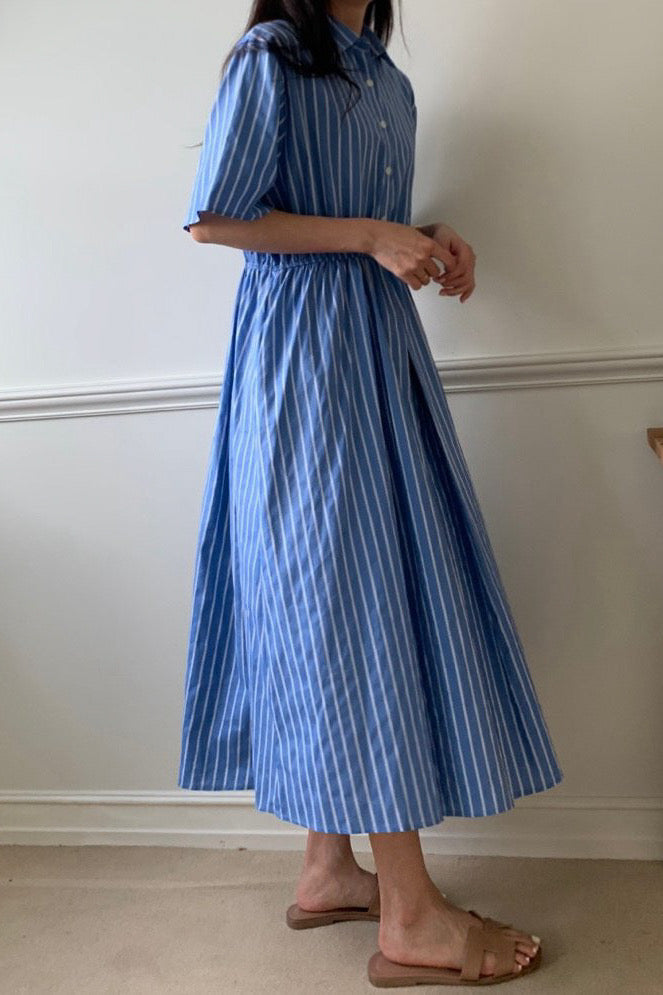 Breezy Stripe Pintuck Dress