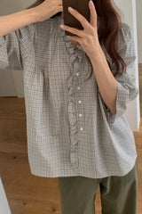 Check Ruffle Blouse