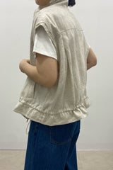 Linen Zip Vest Jacket
