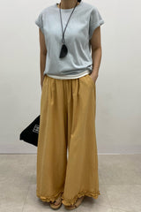 Linen Frill Wide Pants