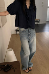 Pintuck Ruffle Blouse