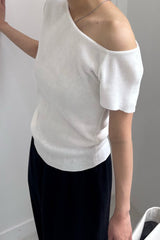 Asymmetric Off-Shoulder Knit Top