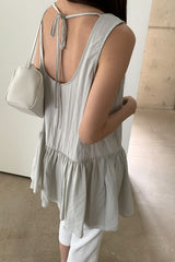 Crinkle Peplum Sleeveless Blouse