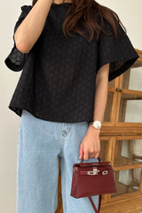 Eyelet Flutter Blouse
