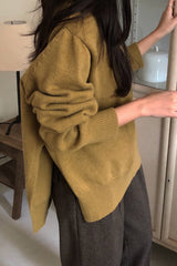 Side Slit Turtleneck Sweater