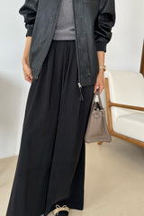 Pintuck Wide Trouser in black, women's pintuck wide leg trousers