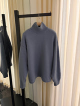 Flora Wool Turtleneck in Blue, women's wool turtleneck sweater