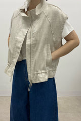 Linen Zip Vest Jacket