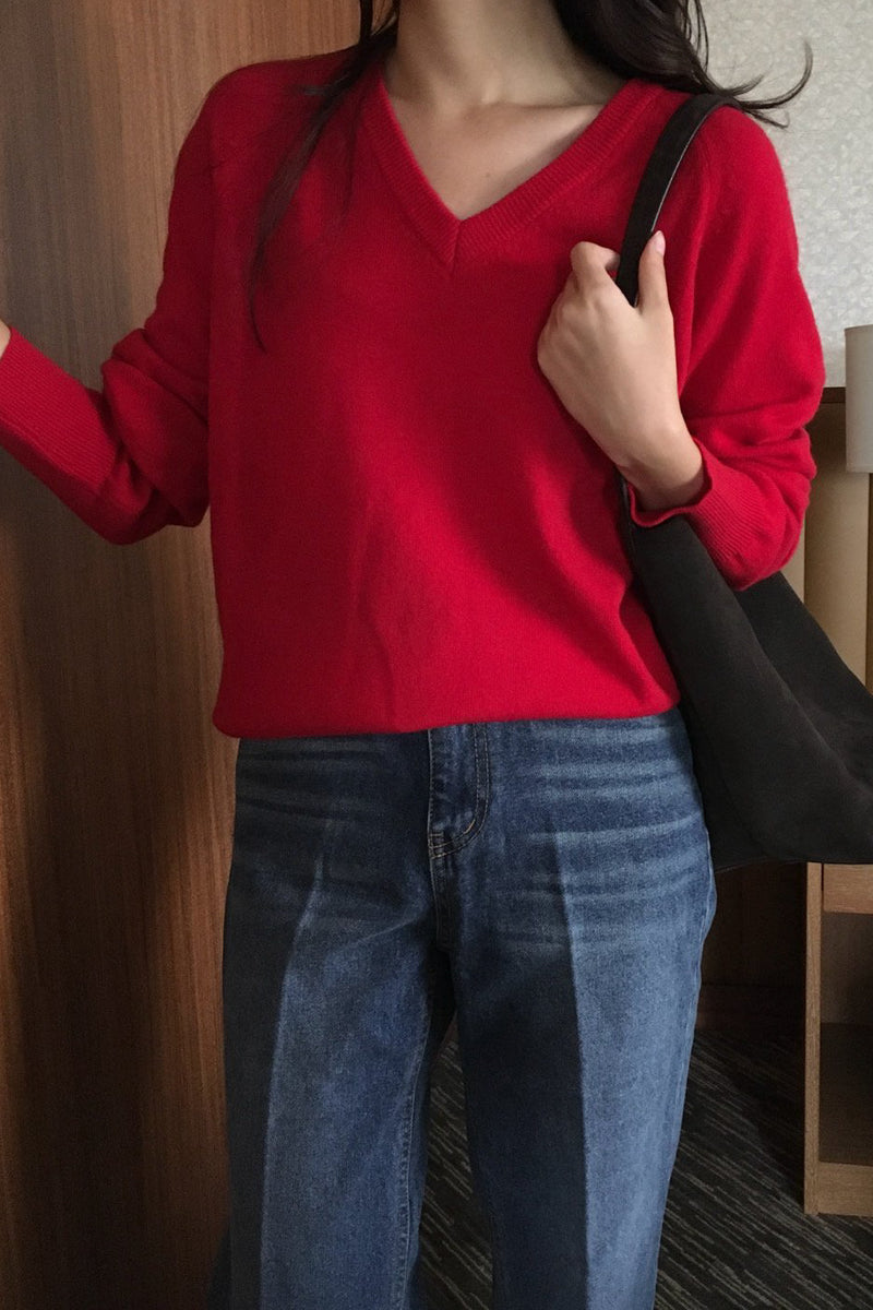 Cashmere V-neck Knit