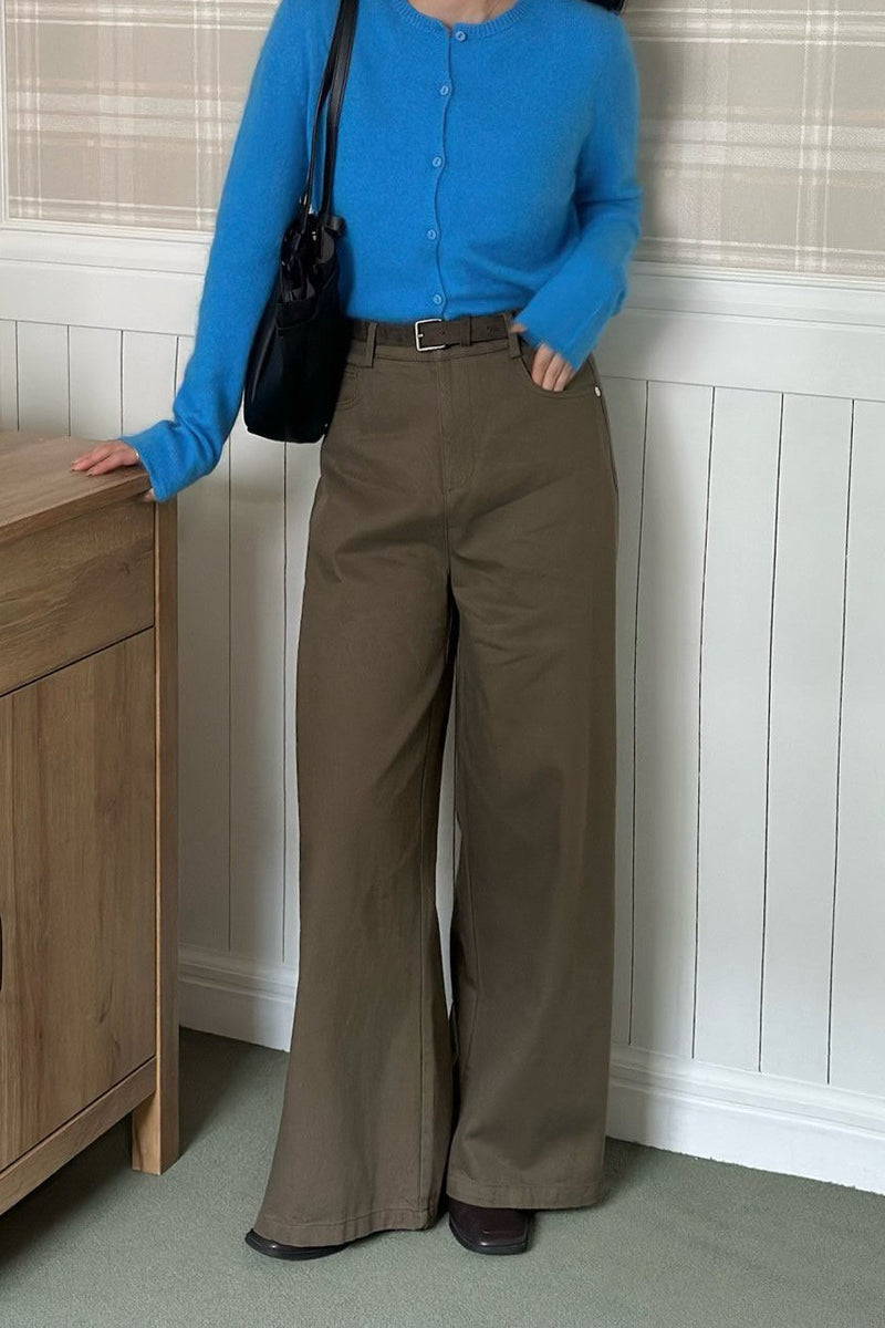 Classic Belted Wide Pants (Belt included)