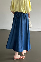 Denim Pleat Banding Skirt