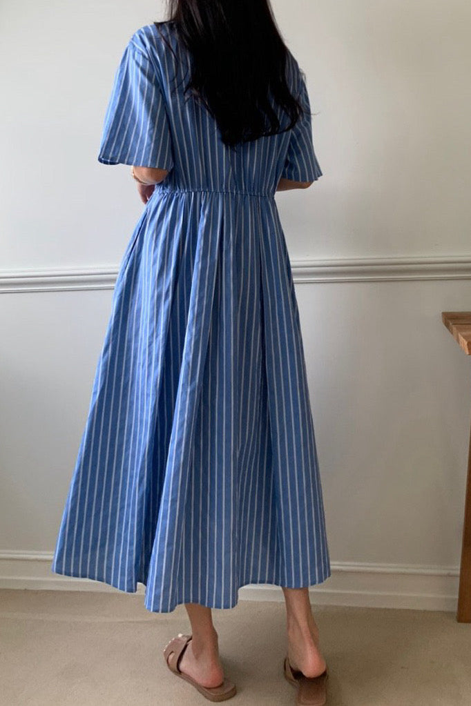 Breezy Stripe Pintuck Dress