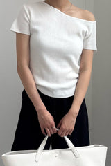 Asymmetric Off-Shoulder Knit Top