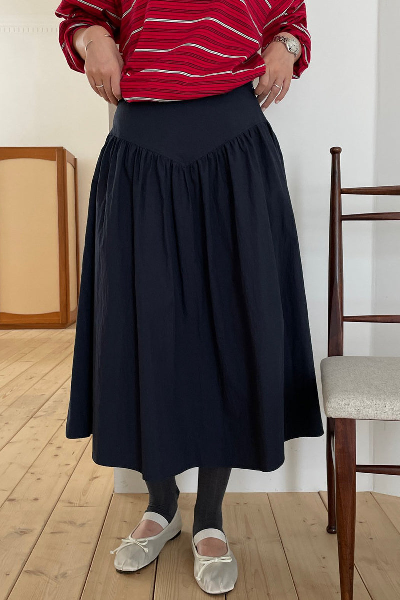 Yoke Shirring Skirt