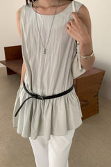 Crinkle Peplum Sleeveless Blouse