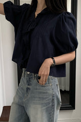 Pintuck Ruffle Blouse