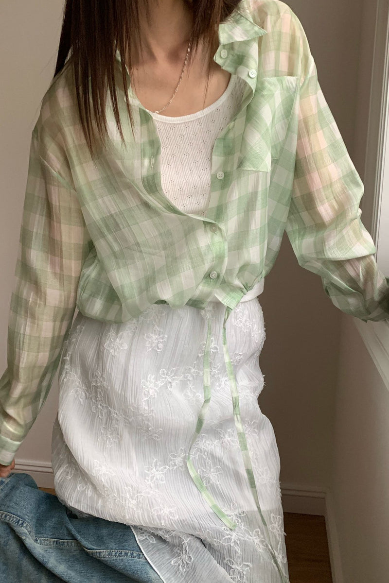 Sheer Gingham Blouse