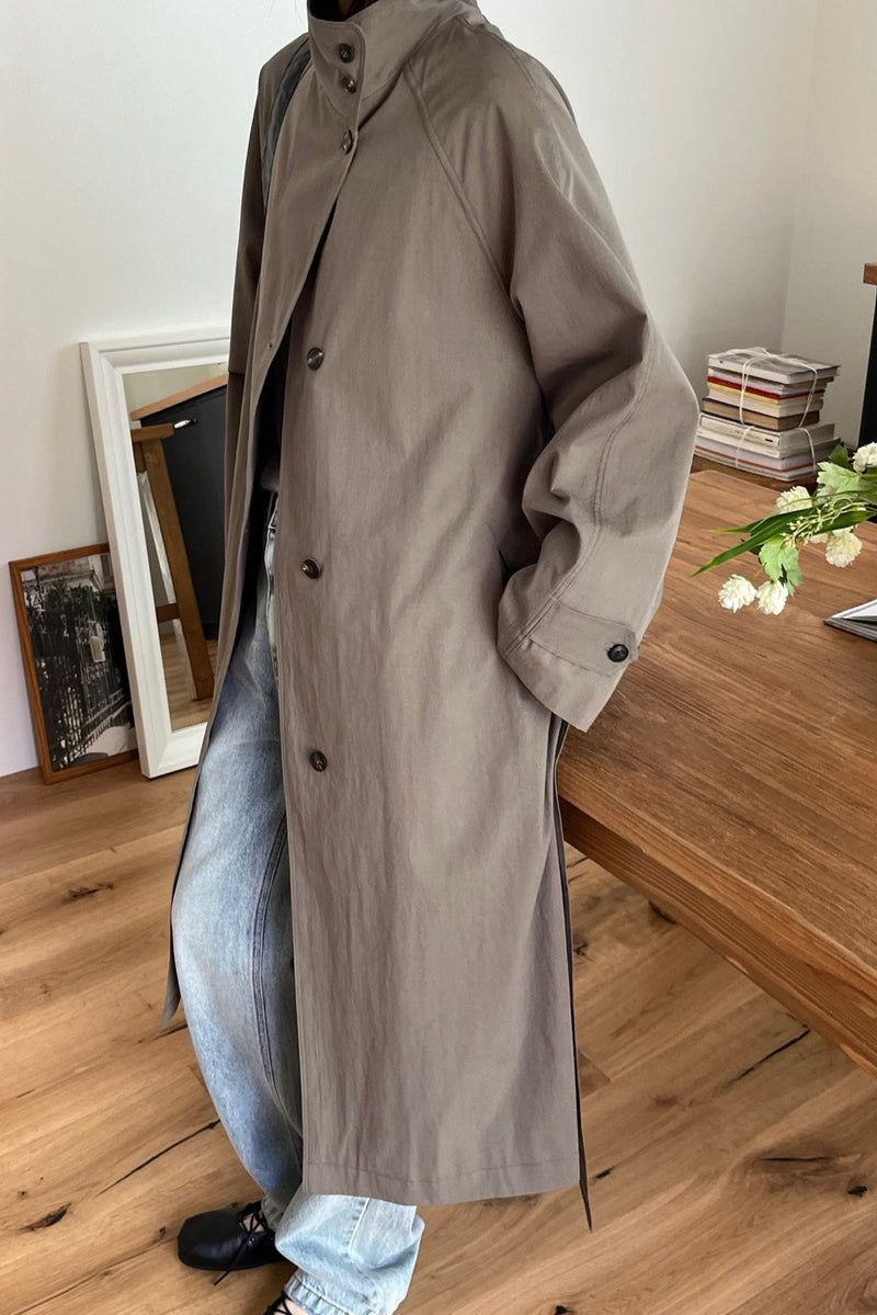 Modern High Collar Trench