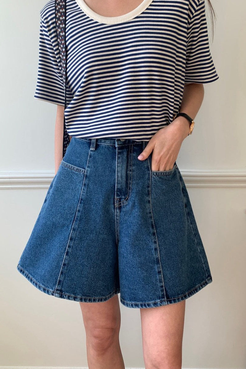 Seam Denim Shorts