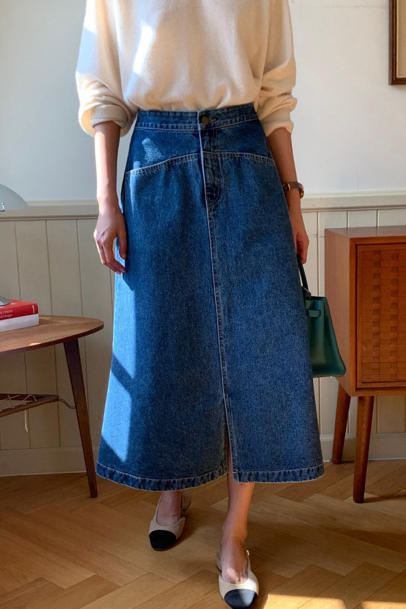 Seamline Denim Skirt
