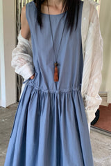 Drawstring Waist Gathered Dress