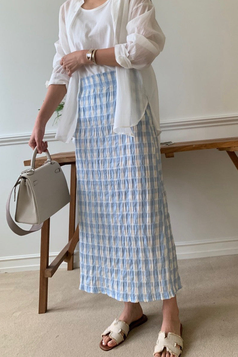 Crinkle Gingham Skirt